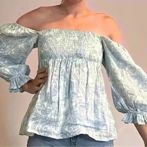Faithfull the Brand Linen Babydoll Blouse Size 2